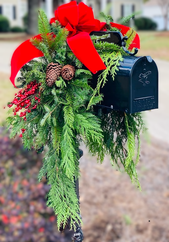 Fresh Christmas Mailbox Arrangement: Preorder Oct. 30